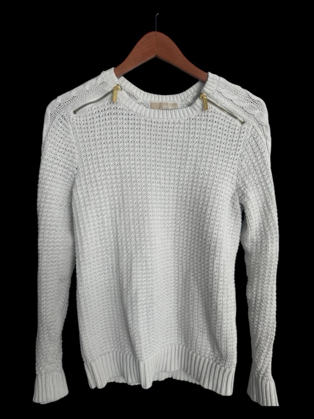 MK Women’s Cream Knit Sweater with Shoulder Zippers